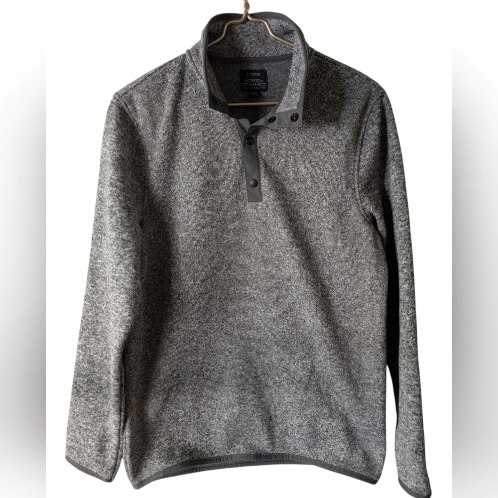 J. Crew Men's Quarter Snap Up Fleece Sweater - Charcoal Gray